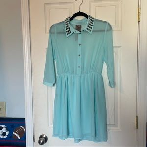 Teal Moon Collection Blue Dress with Studs